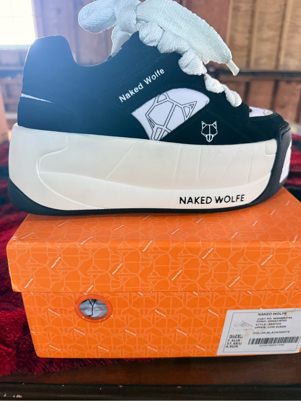 Naked Wolfe Black & White Platform Sneakers
